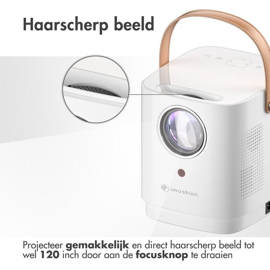 iMoshion Tragbarer Beamer - Full HD Mini-Beamer / Projektor - Streaming über WiFi - Weiß