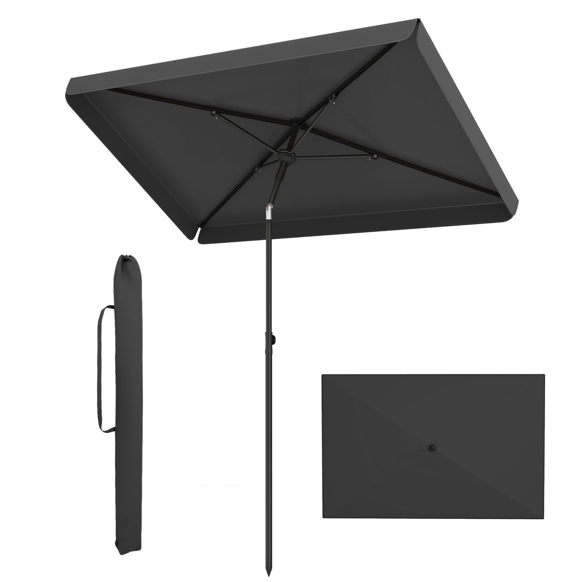 Coast Balkon-Sonnenschirm – rechteckig – neigbar um 30° – grau 200 x 130 cm
