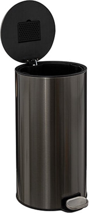 5Five Mülleimer/Treteimer Delta – Titan – Metall – 30 Liter – 39 x 33 x 62 cm – Küchenabfalleimer