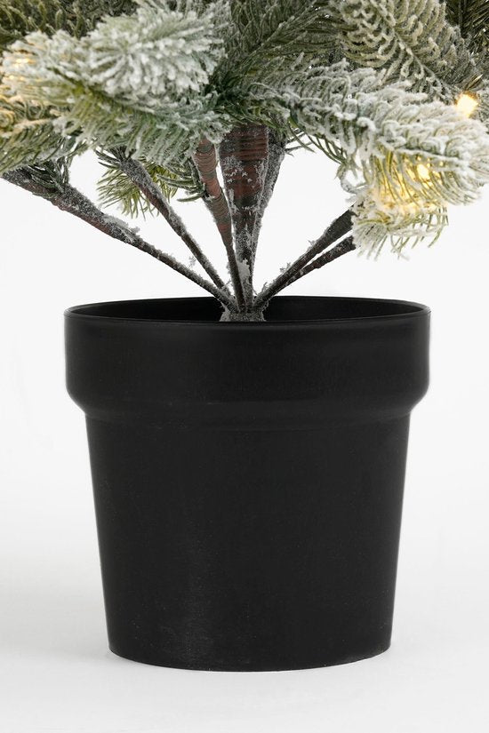 Black Box Trees Nagoya Kunstweihnachtsbaum mit Beleuchtung – Kunstbaum H 90 x T 42 cm – Kunstweihnachtsbaum mit verschneiten Zweigen – im Kunststofftopf – Weihnachtsdekoration für den Innenbereich – mit Batterie und Zeitschaltuhr – 175 Zweige