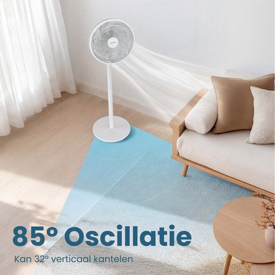 Auronic Stehventilator - 3 Geschwindigkeiten - 85° Oszillation - einstellbar von 70-116 cm - Weiß