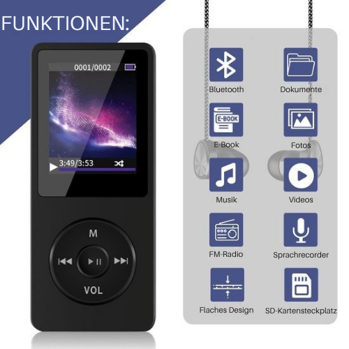 VAIVE - HiFi MP3 / MP4 Player Bluetooth - Diktiergerät - Dicataphone - FM Radio