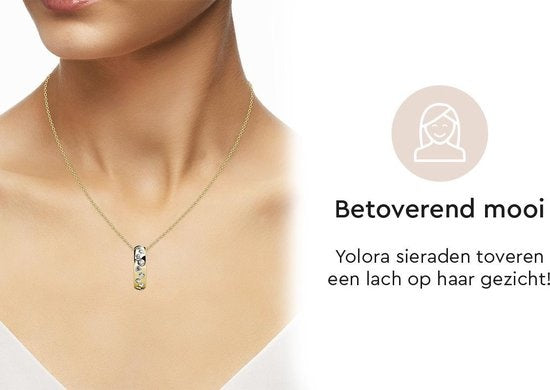 Yolora Damenhalskette mit Anhänger - Kalpa Camaka Kristalle - Farbe Gold - 18K Gelbgold vergoldet - Damenhalskette Gold - Schmuck - Halskette - Luxuriöse Geschenkbox - Geschenkbox - Exklusive Geschenkbox - Schöne Geschenkverpackung