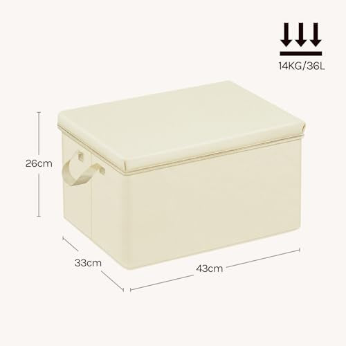 Woltu Aufbewahrungsbox mit Deckel 3er-Set Creme 43 x 26 x 33 cm
