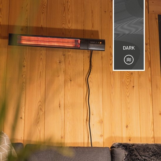 Sunred - Dark line - Schwarz - Wandmodell - Terrassenheizung - Carbon rose gold technology - 2500 W - ECO - 3 Einstellungen - Fernbedienung - Elektroheizung