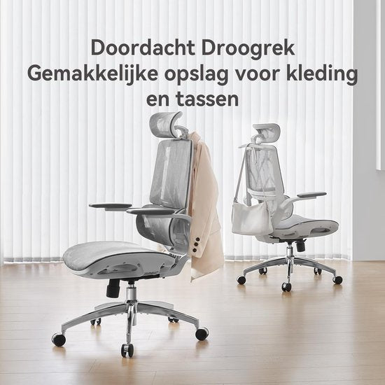 SIHOO M59AS Ergonomischer Bürostuhl – 3D-verstellbare und um 90° hochklappbare Armlehnen – Doppelte Rückenlehne mit adaptiver Lendenwirbelstütze – Sattelförmiges Sitzkissen – Hochwertiges Netzgewebe – BIFMA/SGS-zertifiziert – Bis zu 150 kg – 43,5 x 50,5 x