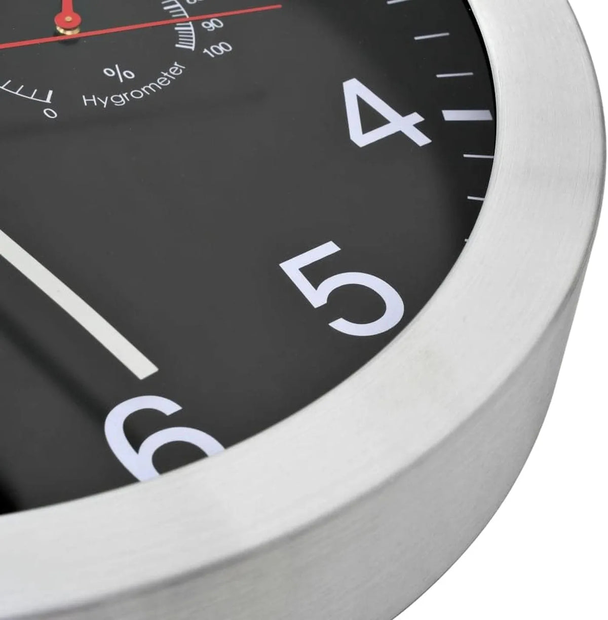 VidaXL Wanduhr Ø 30 cm mit Thermometer und Hygrometer – Präzises Quarzwerk – Aluminium, schwarz