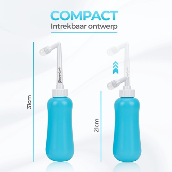 PurelyGoods® Peri Bottle - Portable Bidet - Vaginal Dusche - Perineum - Schwangerschaft - Postpartum Spülen Flasche - 450ML - Blau