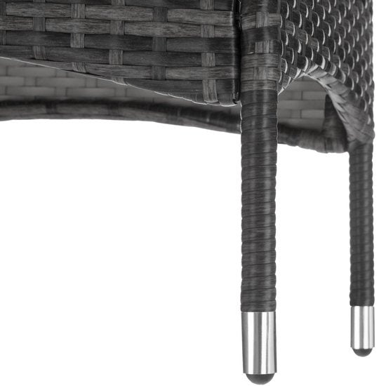 tectake - Geflechtmöbel-Gartenset mit austauschbaren Bezügen, 2 Stühle und Tisch mit Glasplatte, 2x Outdoor-Loungesessel mit Armlehnen und Gartentisch, Gartenmöbel-Set, Balkonmöbel - - grau - Poly-Rattan