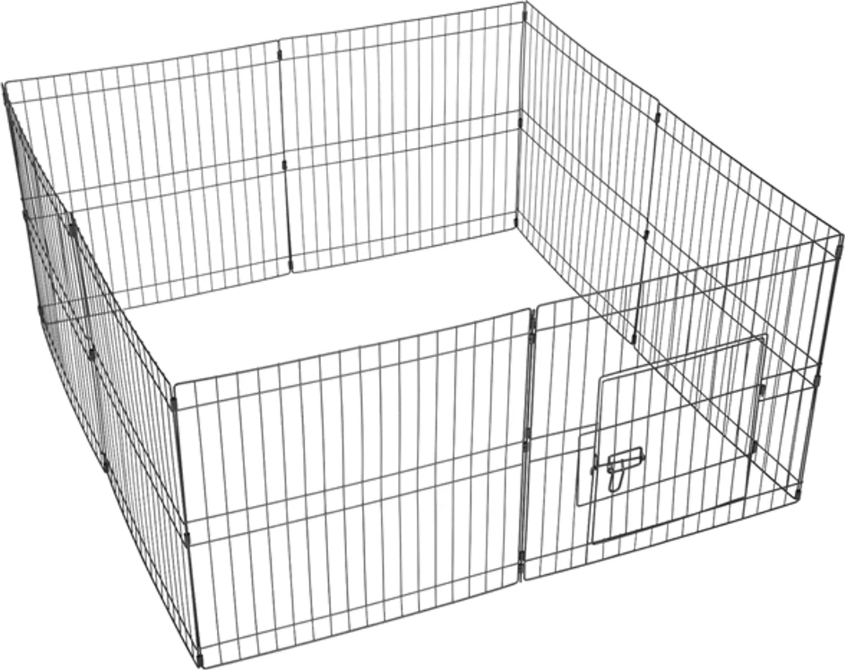 Yaheetech Welpenauslauf Laufstall - 61 x 61 cm pro Paneel - Ausgestattet mit 8 Paneelen und Sicherheitsschloss und abgerundeten Kanten und Erdnägeln - Für Welpen und Kaninchen - Schwarzes Metall