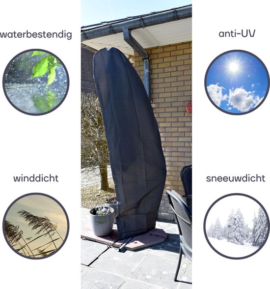 Perel Außenbezug für Schwebeschirm bis Ø 3,5 m, grau, 260 cm x 86 cm