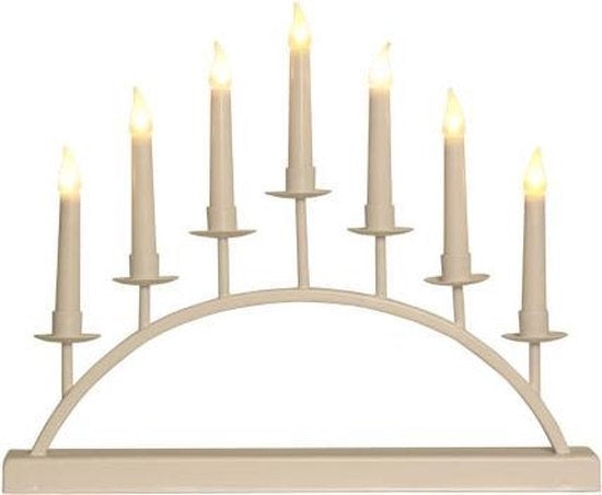 Splendeo Kandelaber Led - Weißes Metall - 7 warmweiße Lampen - 3V