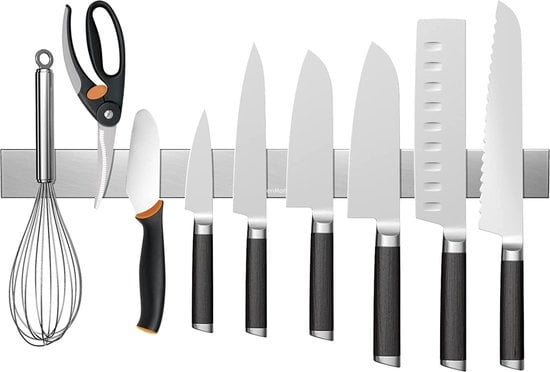 KitchenMonsterÂ¬Ã† Messermagnet Messerblock 40 cm - Magnetischer Messerhalter Inklusive Klebeband (3M) und Schraubbefestigung - Messermagnetstreifen aus Edelstahl