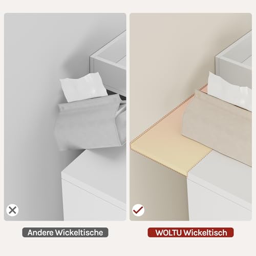 Woltu Wickelauflage für Wickeltisch weiß 80 x 80 cm mit Schutzrand