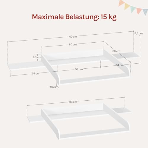 Woltu Wickelauflage für Wickeltisch weiß 80 x 80 cm mit Schutzrand