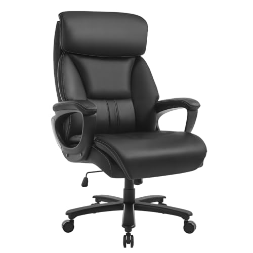 Woltu Ergonomischer Bürostuhl mit Kopfstütze und verstellbarer Höhe - Schwarz