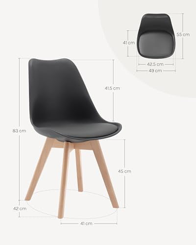 Woltu Esszimmerstühle 2er Set Ergonomisches Design - Massivholz und Kunstleder - Grau - BH29gr-2