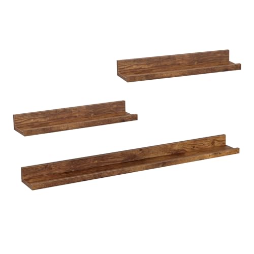 Woltu 3er Set Wandregale - Rustikales Braun - 2x 40x10 cm & 1x 80x10 cm