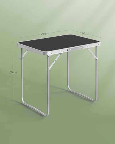 Woltu Faltbarer Campingtisch Aluminium und MDF Schwarz 70 x 60 x 50 cm