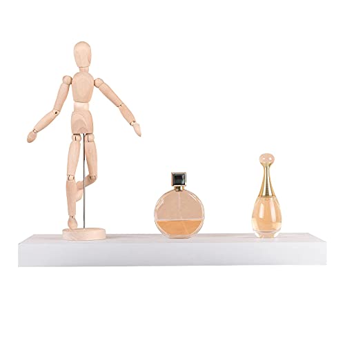 Woltu Wandregal-Set, 2er-Set – Weiße Hängeregale aus MDF – 50 x 23 x 3,8 cm