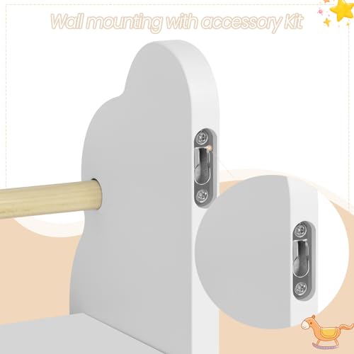 Woltu Kinderbuchregal Wolkenförmiges Wandregal - MDF und Kiefer Weiß - 3 Böden 45x12,7x23 cm