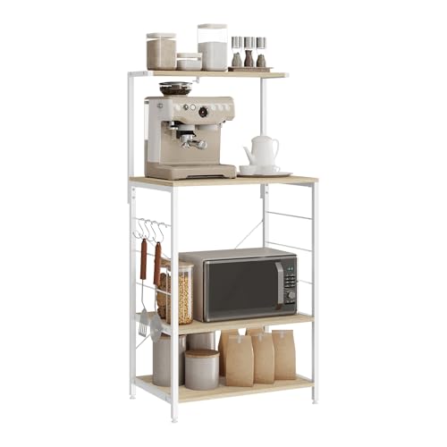 Woltu Küchenschrank mit 4 Einlegeböden Eiche hell und weiß 60 x 40 x 123 cm