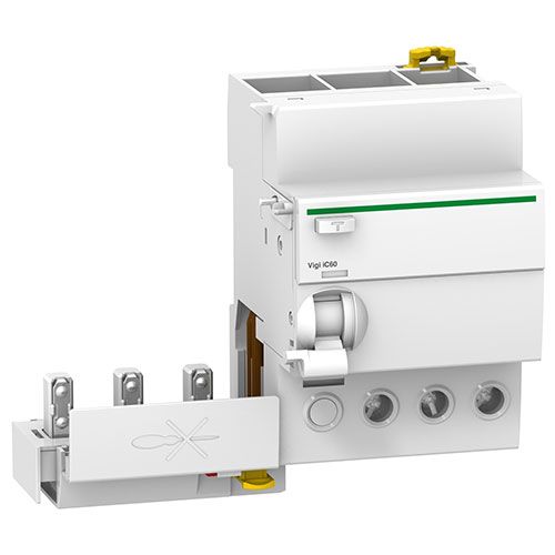 Schneider Acti9 Vigi iC60 Differentialblock 3P 63A 30mA Typ AC 400/415V - Grau - 91x63x73,5mm