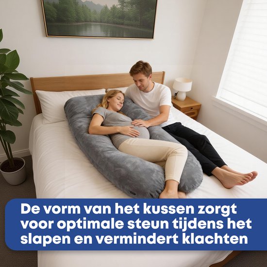 Earkings Schwangerschaftskissen für den Seitenschlaf – Dunkelgrau – 140 x 80 cm