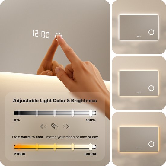 Mirlux Badezimmerspiegel mit LED-Beleuchtung und Heizung - 110x70CM