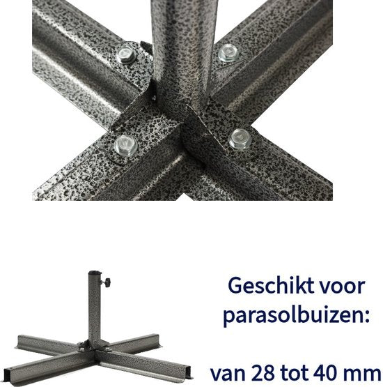 Ceruzo Sonnenschirmsockel Metall - Kreuzsockel Standard-80x80 - geeignet für Sonnenschirmrohr 28 bis 40 mm