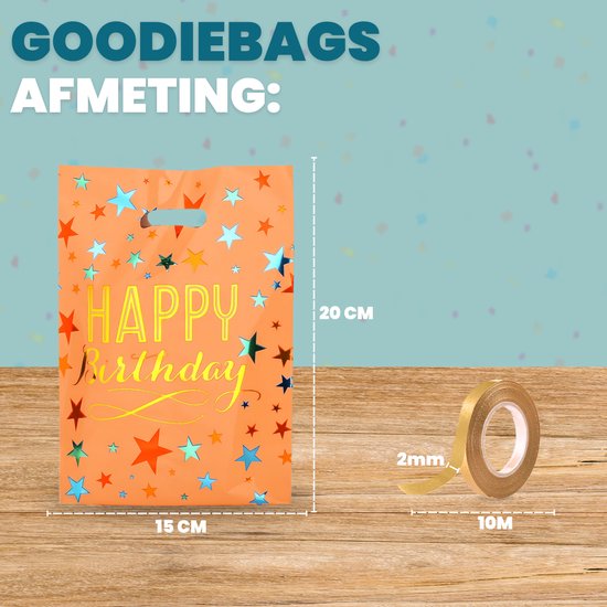 Feestio Sharing Bags 100 Stück - 17 x 25 cm - Bonbontüten - Leckerli-Tüten Kinderparty - Geschenktüten - Geburtstag