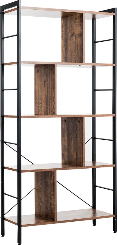Coast Bücherregal 5-teilig mit Metallrahmen Holz - 74 x 30 x 154,5 cm - Braun