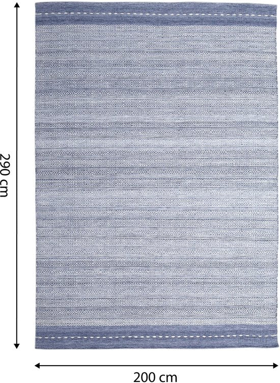 AXI Rhodos Outdoor-Teppich – Rechteckig – 200 x 290 cm – Blau – Geometrisches Muster – Outdoor-Teppich – Wetter- und UV-beständig – Flachgewebt – Gartenteppich – Für drinnen und draußen – Handgewebt
