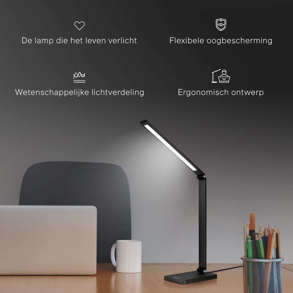 Bintoi® DL200 - Schreibtischlampe LED - Leselampe - Bettlampe - Touch Control - Dimmbar - Weißes und warmes Licht