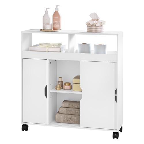 Eugad Badezimmerschrank mit Rädern Multifunktional - Weiß MDF - 70 x 20 x 71,5 cm