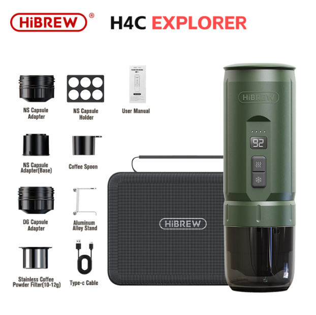 HiBREW H4C Tragbare Espressomaschine – Grün – 220 x 75 mm