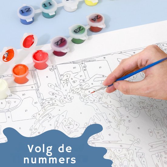 Rubye® Malen nach Zahlen Erwachsene - Malen nach Zahlen Kinder - Skelett & Rosen - Inklusive Farbe und Pinsel - Leinwand Malerei Leinwand - Farbe nach Zahlen - 30x30cm