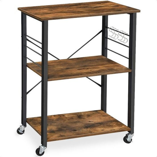 Goliving Küchenwagen - Küchenschrank - Küchenregal - Servierwagen - Küchenorganisator - Modern - 60 x 40 x 89 cm - Braun