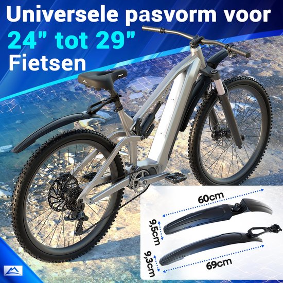 Nextcover Schutzblechset Mountainbike vorne & hinten - Abnehmbares MTB Schutzblech Werkzeug - Passend für 24-29 Zoll Fahrräder - Vorderrad & Hinterrad - Vorderradschutzblech & Hinterradschutzblech