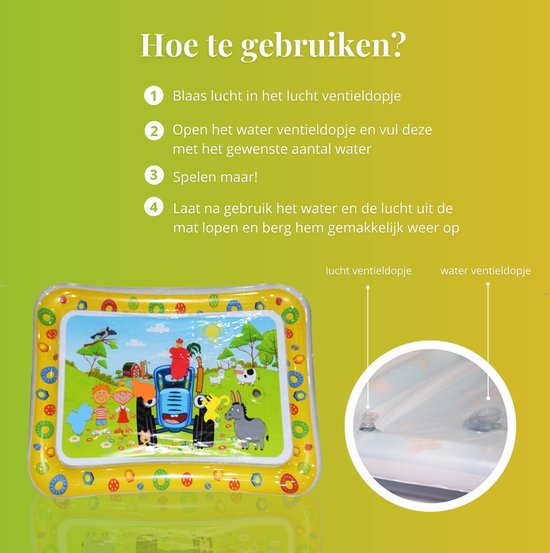 Tenify Wasser Spielmatte - Wasser Matte - Spielmatte - Aufblasbar - Tummy Time - Baby Spielzeug 0 Jahr - Baby Geschenk - Gelb
