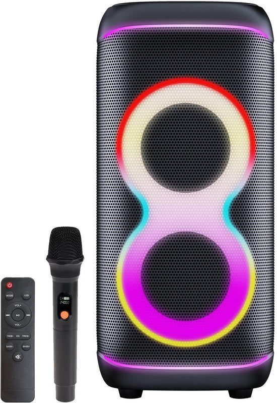 Denver Bluetooth-Lautsprecher Partybox – Disco-Lichter – Partybox – inkl. Mikrofon – Lautsprecher – BPS370