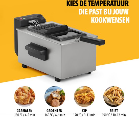 Tristar Fritteuse 3 Liter - FR-9327 - Fritteuse 2000W - Sichtfenster - Edelstahl