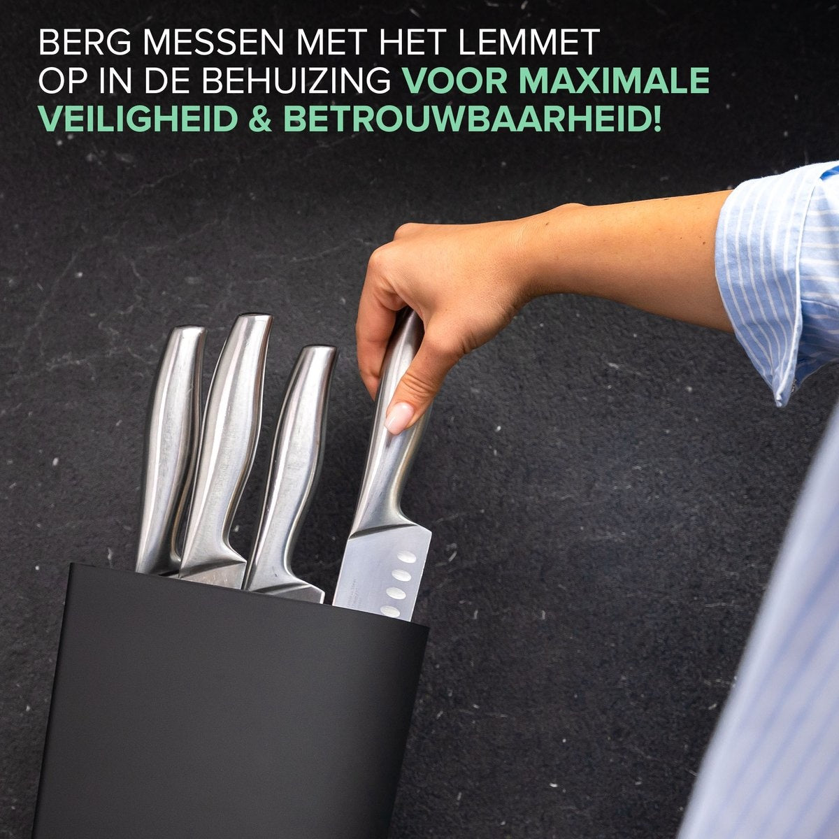 Coninx Viro Messerblock - Messerhalter Universal - ausgenommen Messer - Kunststoff - Schwarz