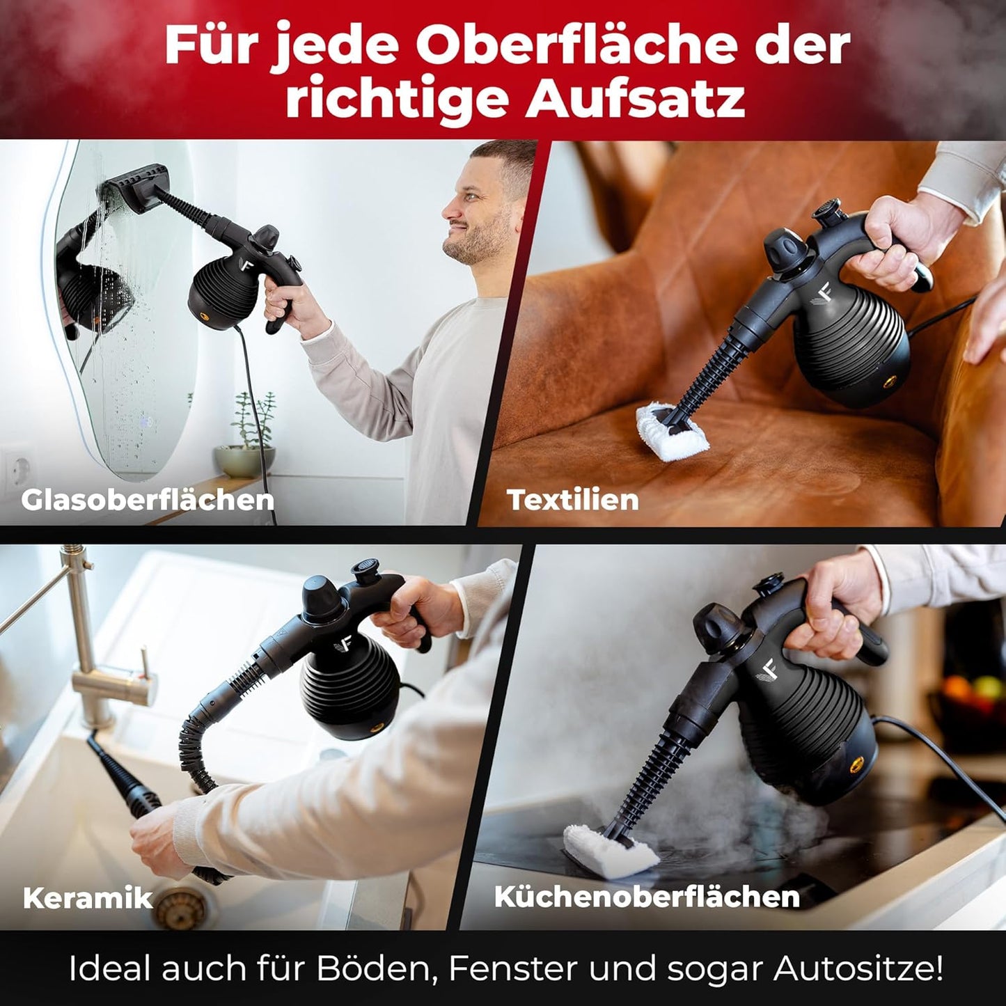 Neighbour's Friend® Dampfreiniger Neues Modell – Leistungsstarker Hand Steam Cleaner, 3,5 Bar Druck, 4m Kabel, 350ml Tank I Handdampfreiniger für Auto, Werkstatt, Haushalt & Fensterreinigung