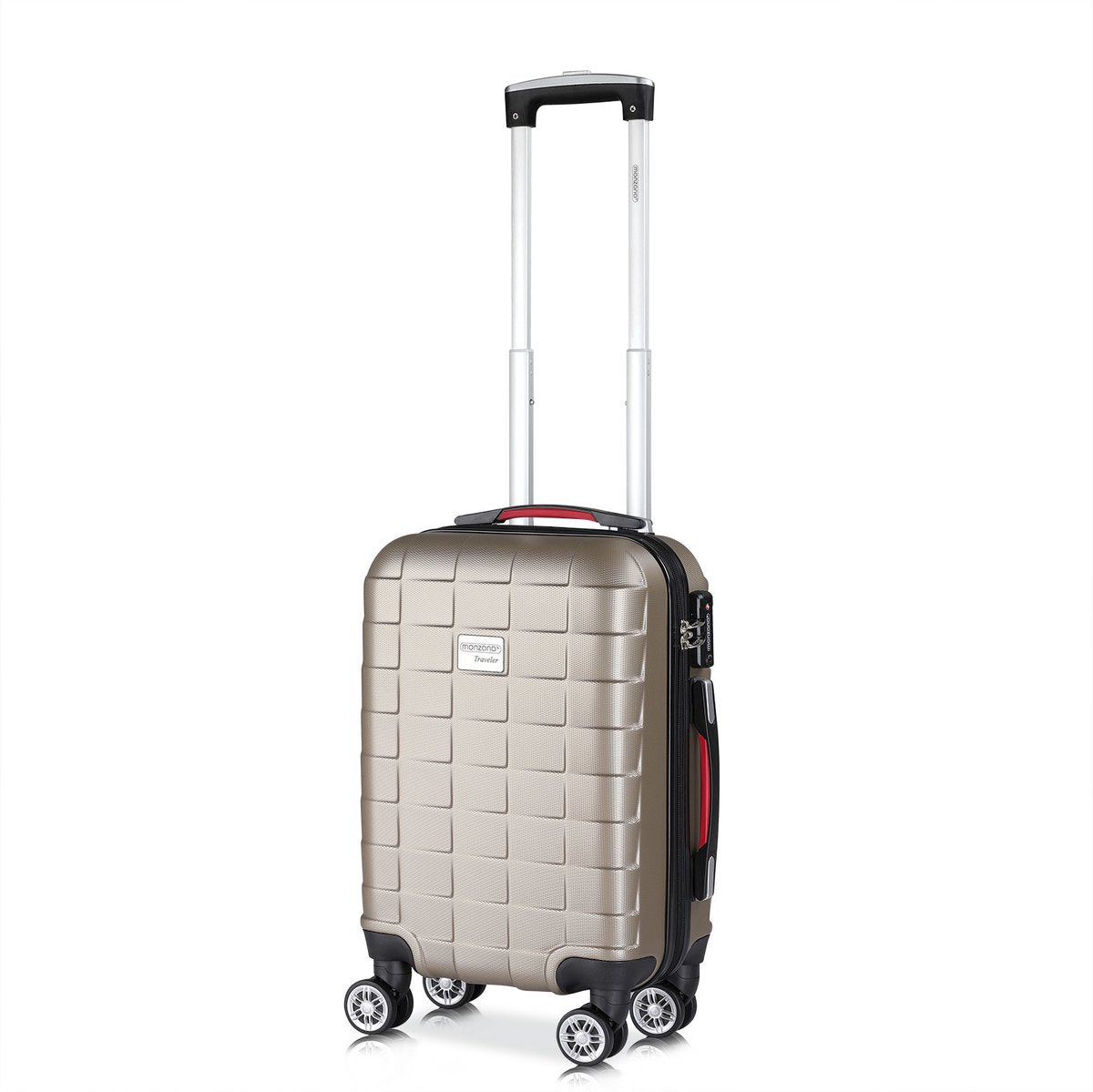 Monzana Exopack Handgepäckkoffer 41 Liter – 53 x 37 x 21 cm – Hartschalenkoffer mit TSA-Schloss und 4 Doppel-Lenkrollen – Champagner