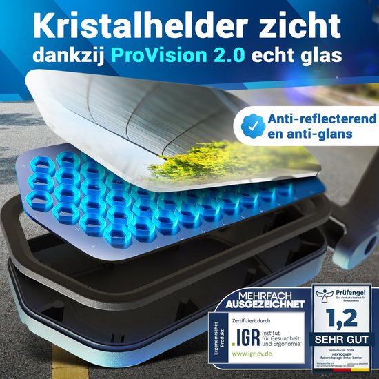 NEXTCOVER® Fahrradspiegel e-bike links und rechts SET mit ProVision Echtglas - Lenker montierter Fahrradspiegel - Fahrradspiegel ebike, Rückspiegel Fahrrad und e-bike