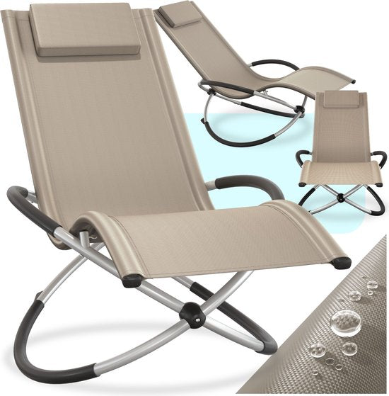 tectake - Sonnenliege - ergonomisch, faltbar - Kapazität 150 kg - beige -