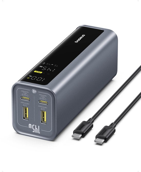 Baseus EnerGeek Powerbank – 145 W, 20.800 mAh, Laptop-Powerbank – – Tragbares Ladegerät – Externer Akku mit 2x USB-C PD 3.0, max. 100 W Schnellladung, Digitalanzeige, kompatibel mit MacBook Pro, Dell, HP, SteamDeck, iPhone 16/15/14/13, Samsung