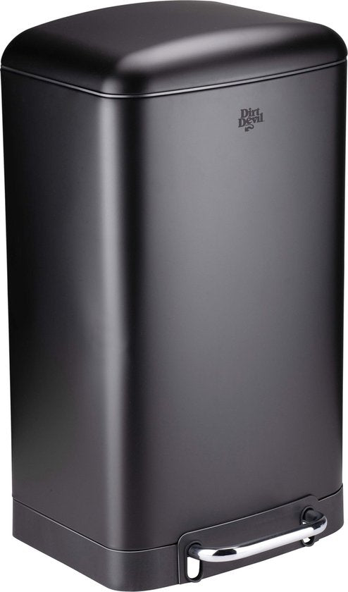 Dirt Devil Treteimer 30 Liter – Abfallbehälter mit Soft-Close-Mechanismus – Mülleimer mit herausnehmbarem Inneneimer – für Küche und Bad – 34,5 x 32,5 x 61,5 – Edelstahl – Schwarz