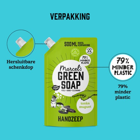 Marcel's Green Soap Handseife Nachfüllpackung – Tonka & Muguet – 500 ml